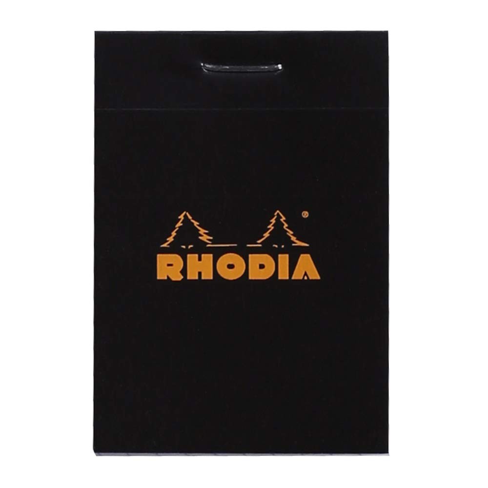 Rhodia A8 Black Notepad 52x75mm Square Ruling 80 Microperforated Sheets