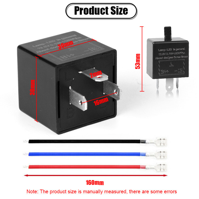 3-Pin LED Adjustable Wired Motorcycle Flasher Relay Turn Signal Indicator Flash