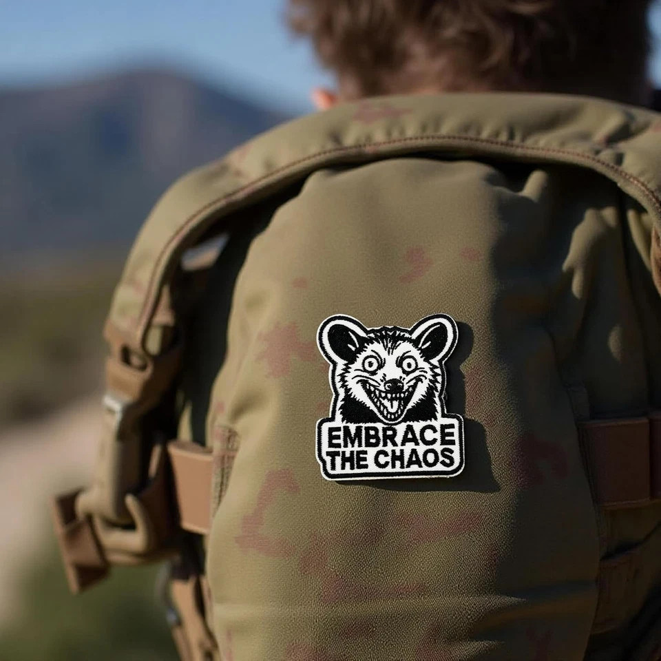Embrace the Chaos Patch – 3 Inch Funny Morale Patch with Hook & Loop Backing – C