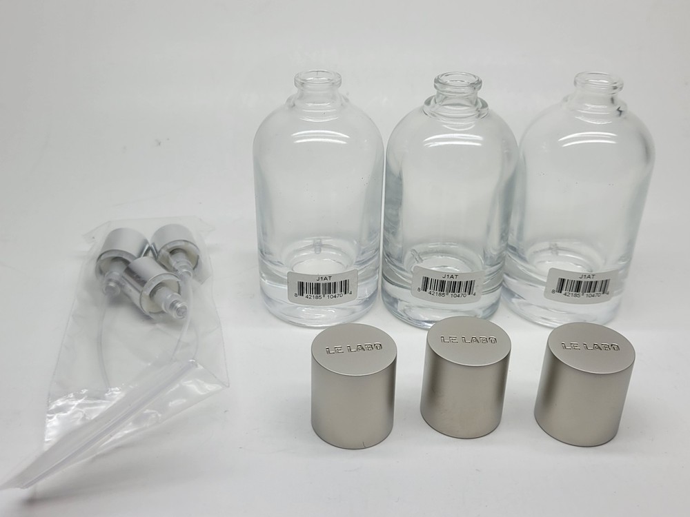 3 Pack Empty Cologne Perfume 1.7oz / 50mL Glass Bottle Atomizer Spray "Le Labo"