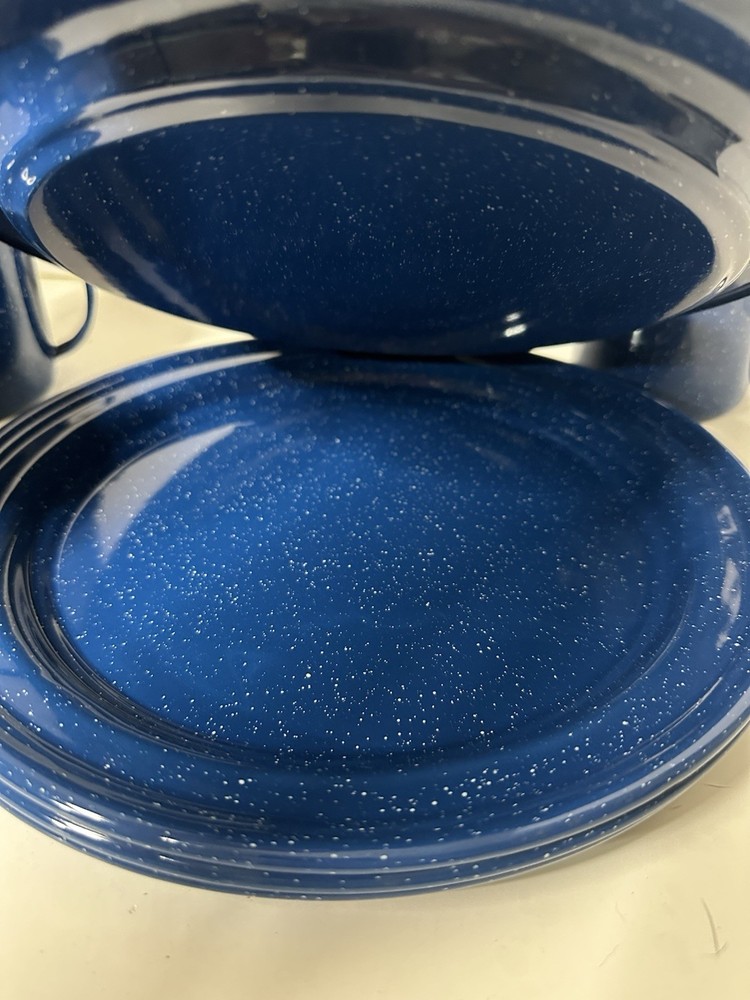 Speckled Blue Enamelware 12-Piece Dining Set for Camping