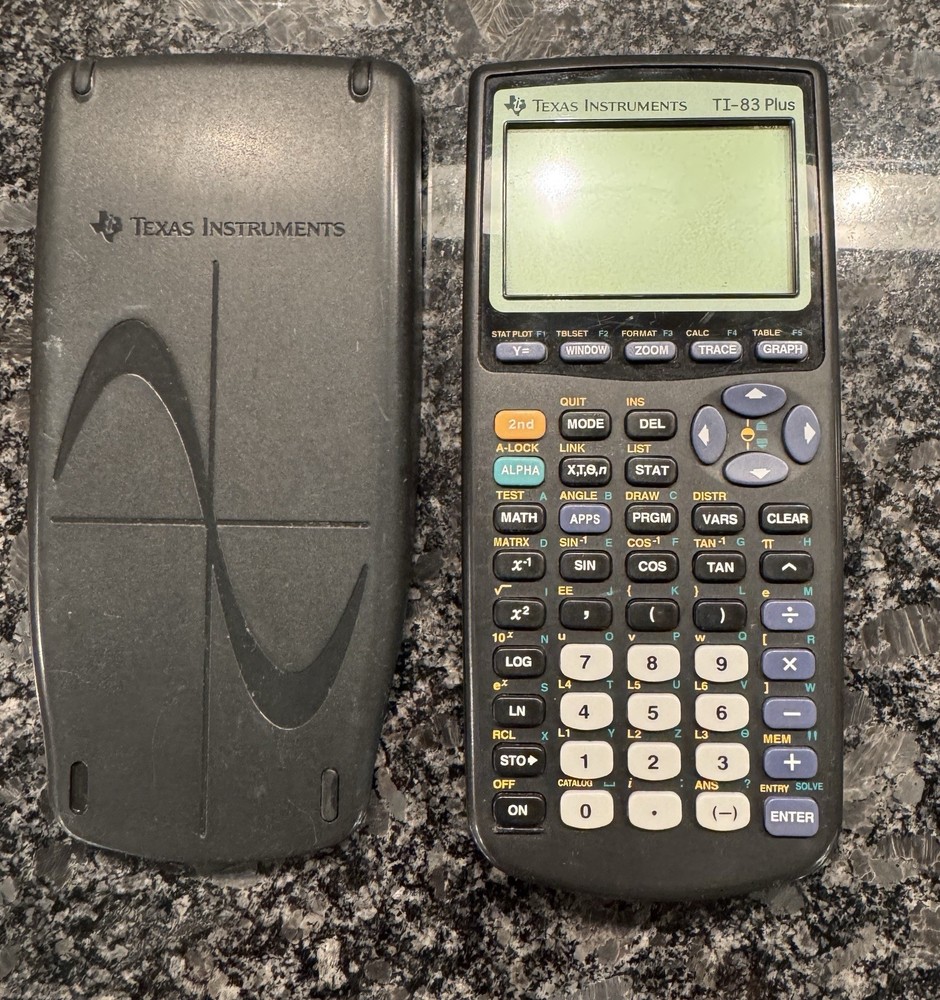Texas Instruments TI-83 Plus Graphing Calculator Black Cover Tested Working