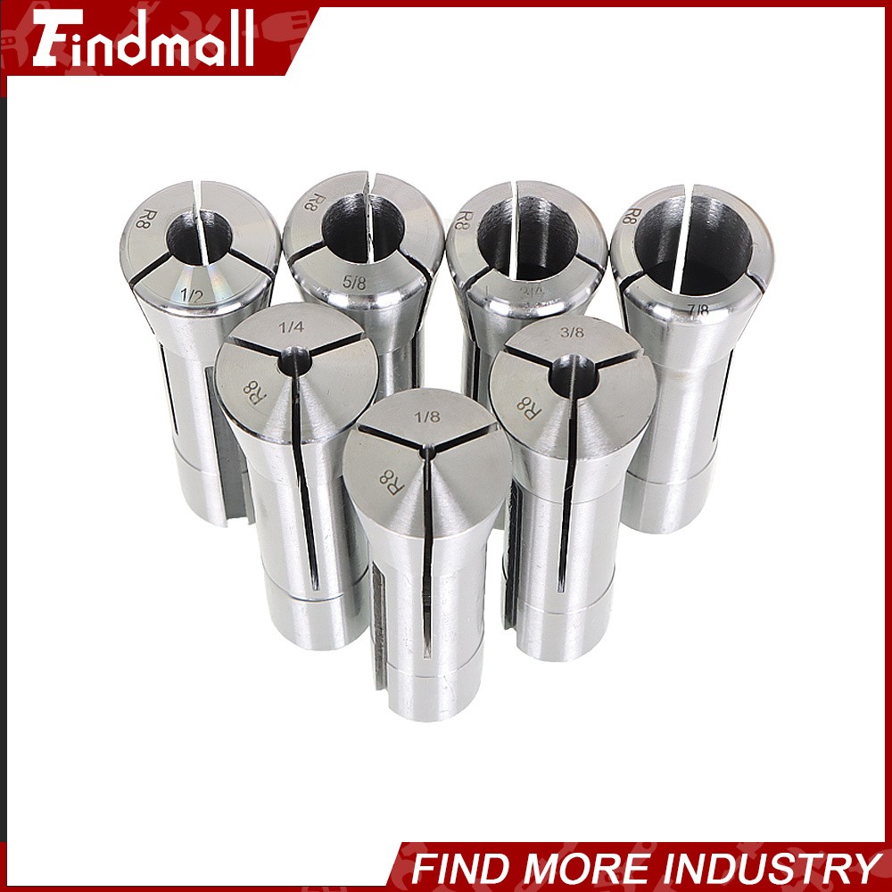7Pcs Fractional R8 Collet Set 1/8" to 7/8" High Precision For Bridgeport
