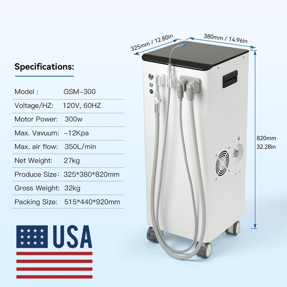 Portable Dental Mobile Delivery Unit 4Hole Air Compressor /Suction Unit System