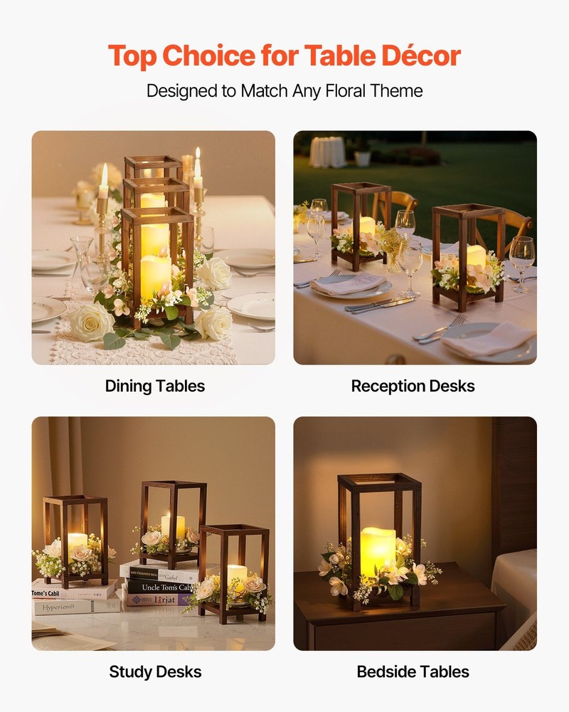 Rustic Cedar Lantern Set: 24pcs Carbonized Wooden Frames for Wedding Decor
