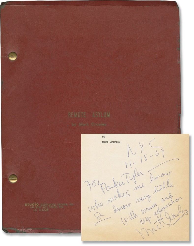 REMOTE ASYLUM Original script for the 1970 play inscribed by Signed #158374
