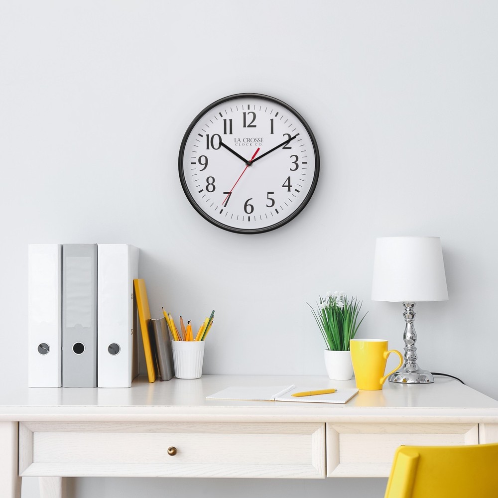 404-3025B La Crosse Clock Co. 10" Basics Analog Quartz Wall Clock - Black