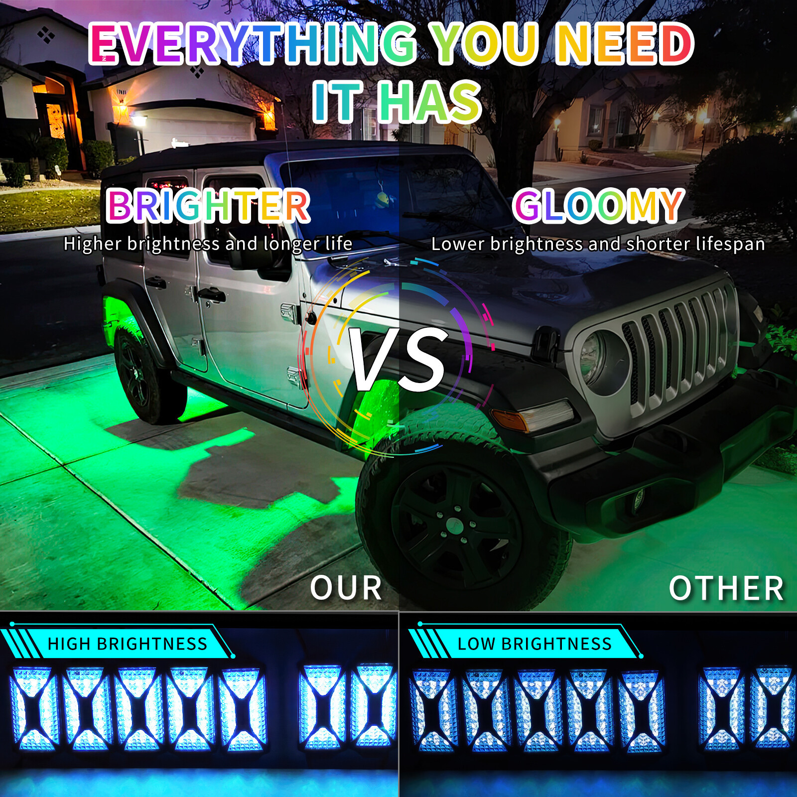 For Dodge Charger Challenger SRT 10x RGB LED Rock Lights Underglow Bluetooth APP