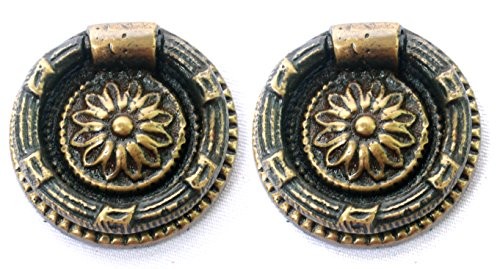 NDC Antique Style Brass Ring Pulls Handles 2 Pack