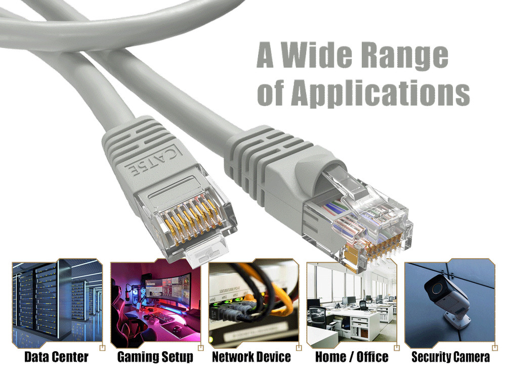 25ft Cat5e UTP Ethernet Network Patch Cable Snagless 24AWG Bare Copper, Gray