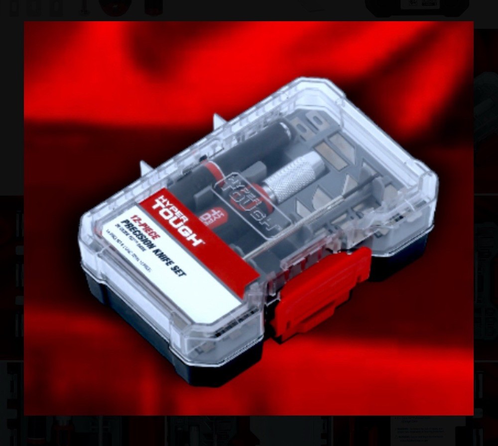 2 Sets: Hyper Tough 12pc Precision Knife Tool Set + Click Fit Storage Case NEW