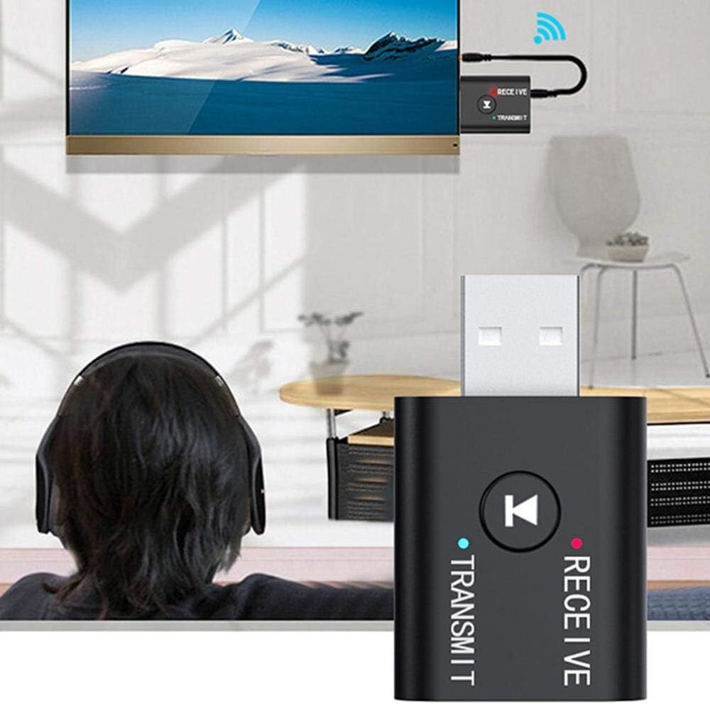 2IN1 3.5mm Bluetooth 5.0 Transmitter Receiver Car Wireless Audio Adapter USB Lot