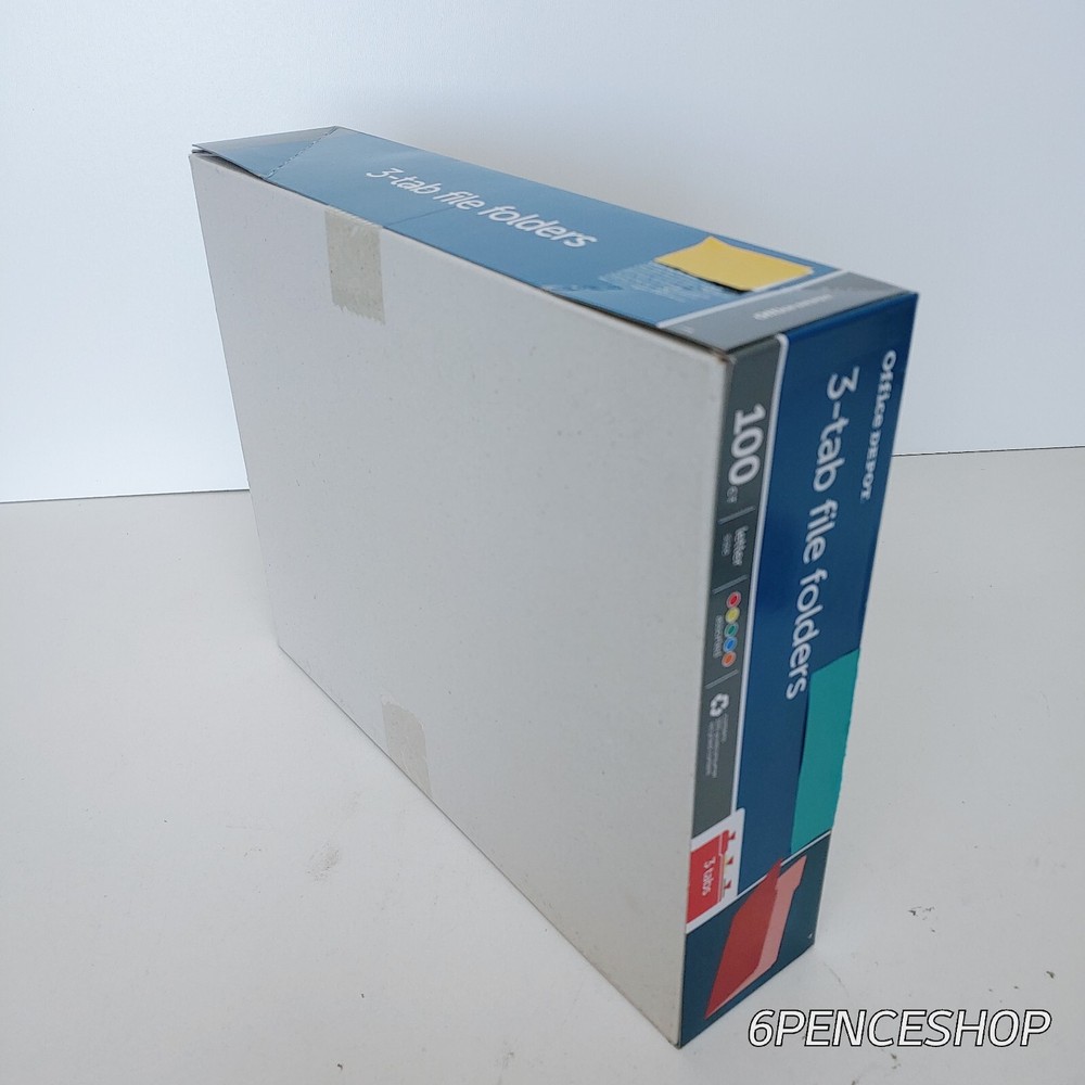 3-Tab File Plastic Folders Assorted Letter Size 100CT