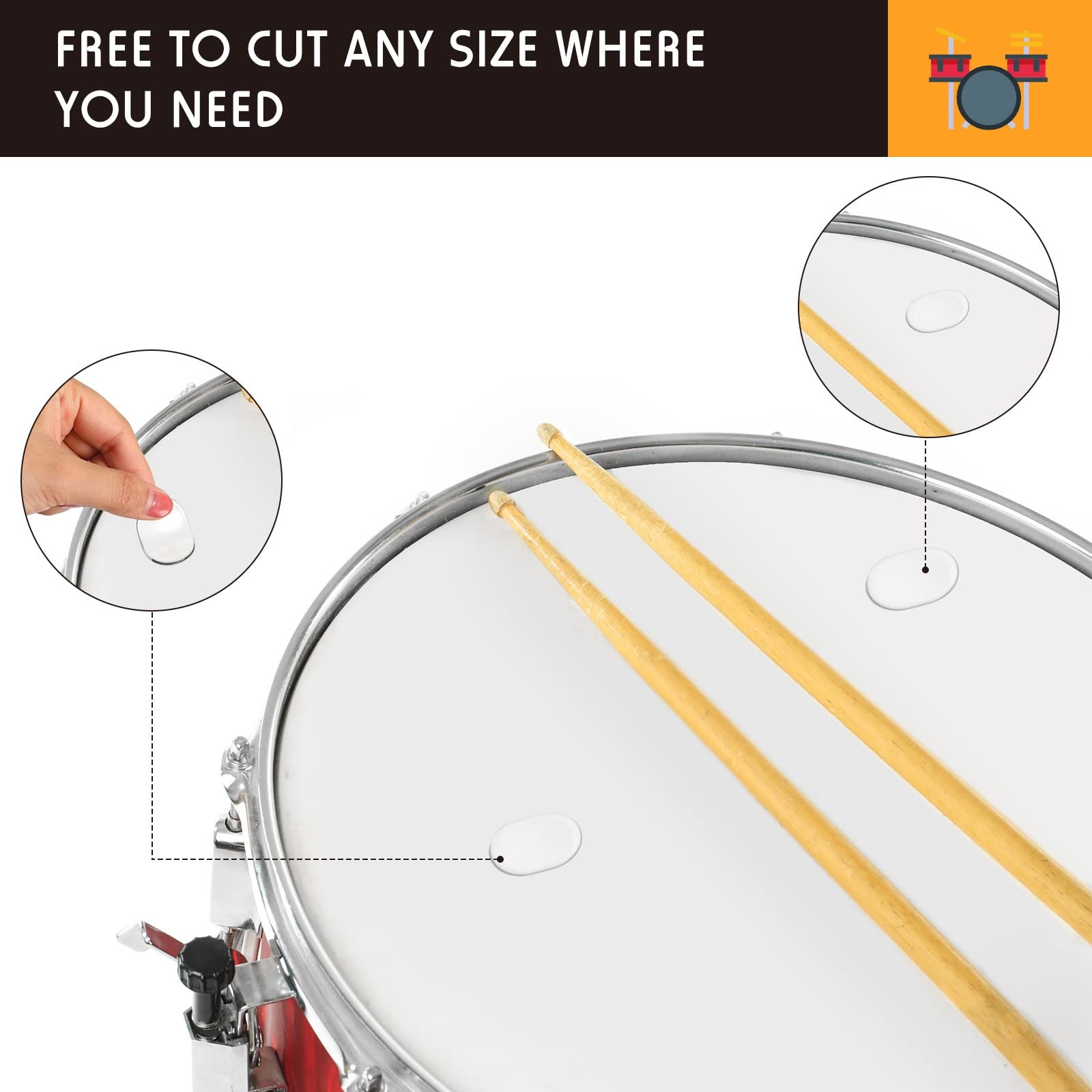 Yeshone 60 Pieces Drum Dampeners Gel Pads Silicone Soft Moon Gels for clear