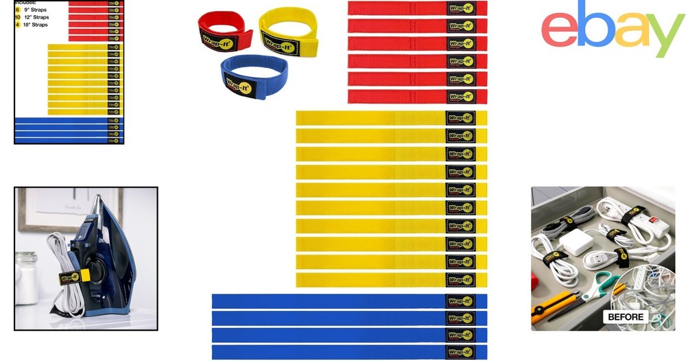 20-Pack Assorted Hook and Loop Straps for Cables, Hoses and Organization