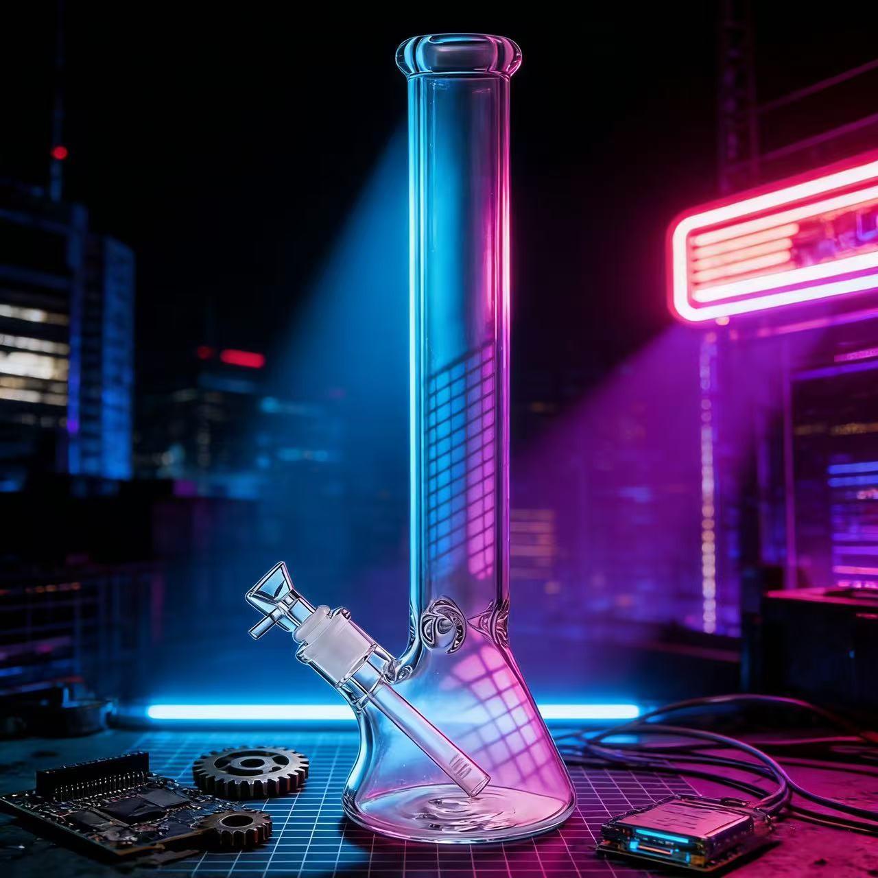16" Heavy 9mm Thick Glass Bong Heavy Bong Water Pipe 14mm Bowl Beaker & Screen