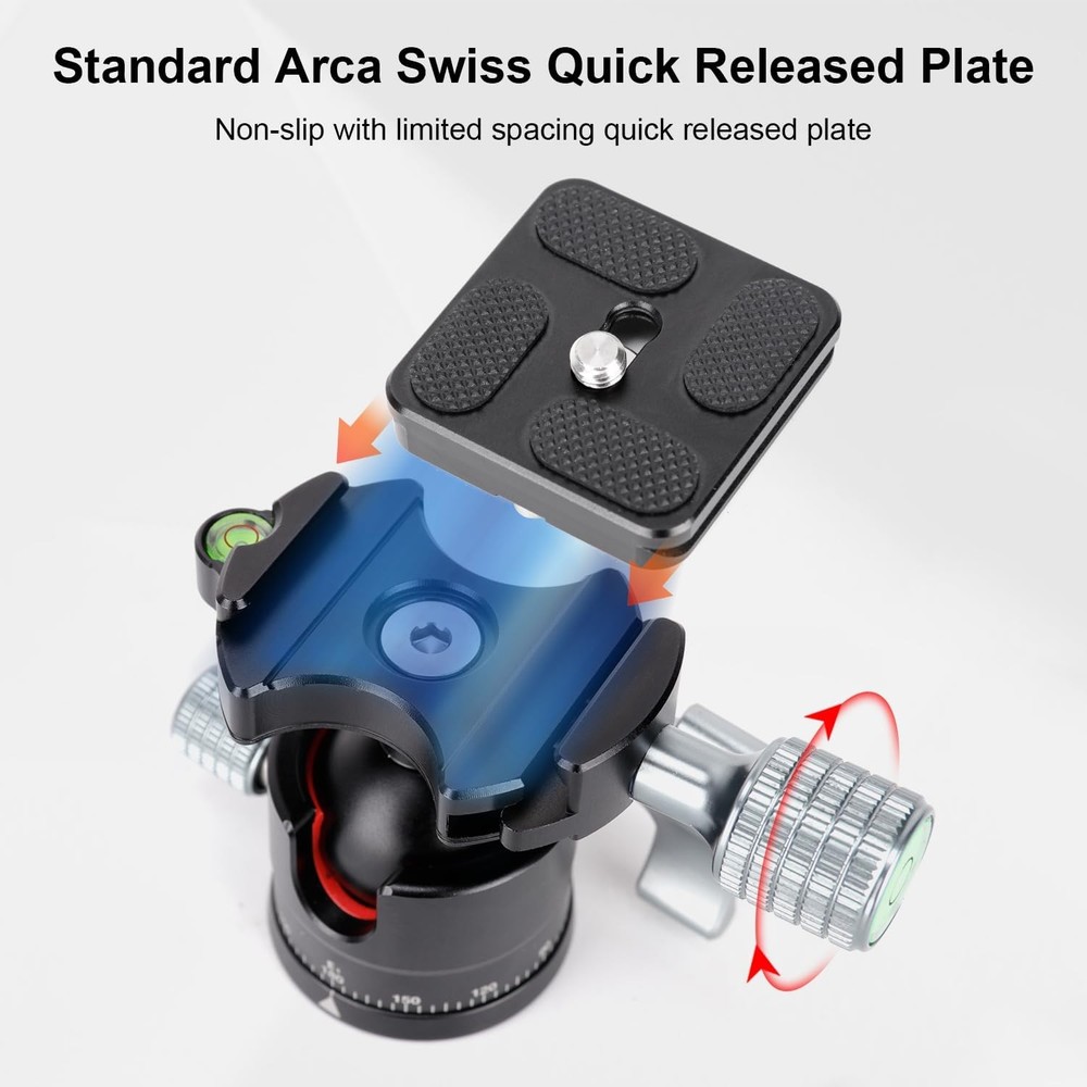 Fooletu 360° Panoramic Ball Head + Quick Release Plate for DSLR Camera Tripod