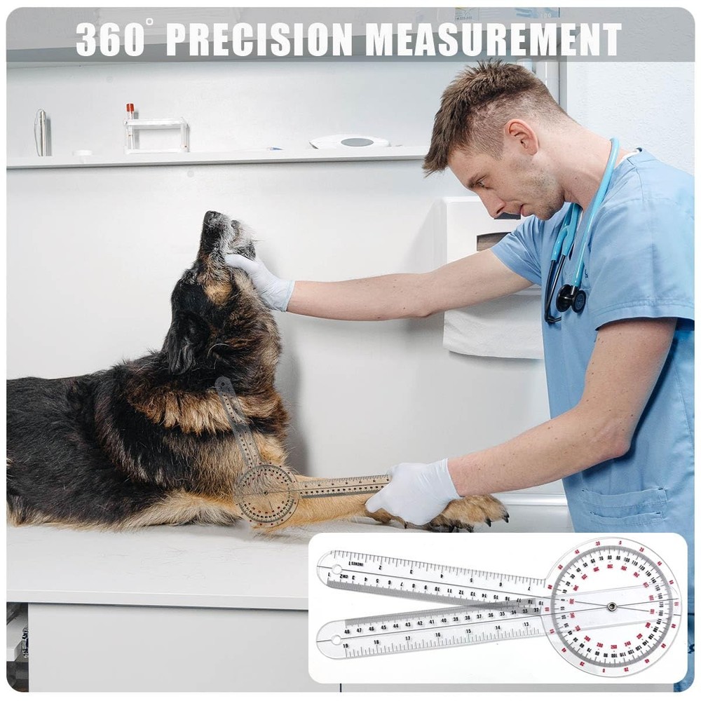 Goniometer 12 inch, Transparent Orthopedic Angle Ruler Plastic Goniometer,