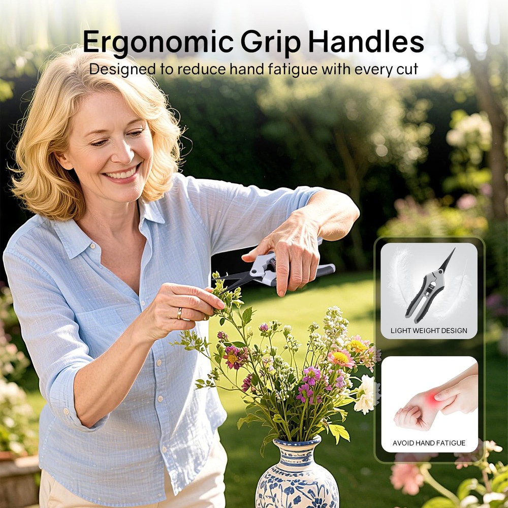 6.5" Ultra Sharp Pruning Shears, 2-Pack Garden Scissors with Grey & Black
