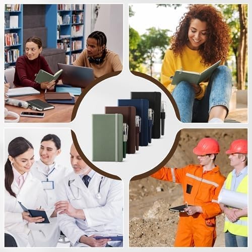 4 Pack Small Notebook Pocket Notebook, A6 Mini Leather Hardcover Journal,