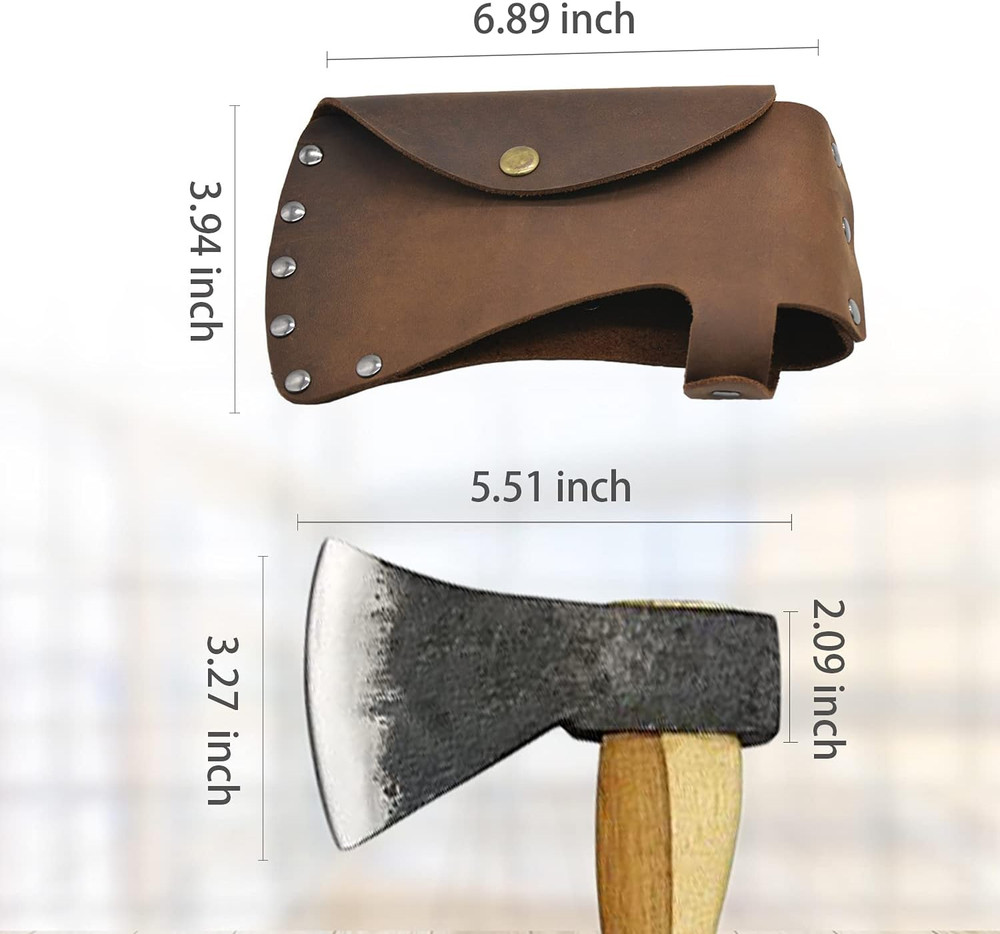 Leather Axe Sheath, Durable Hatchet Cover, Rustic Brown Full Grain Leather