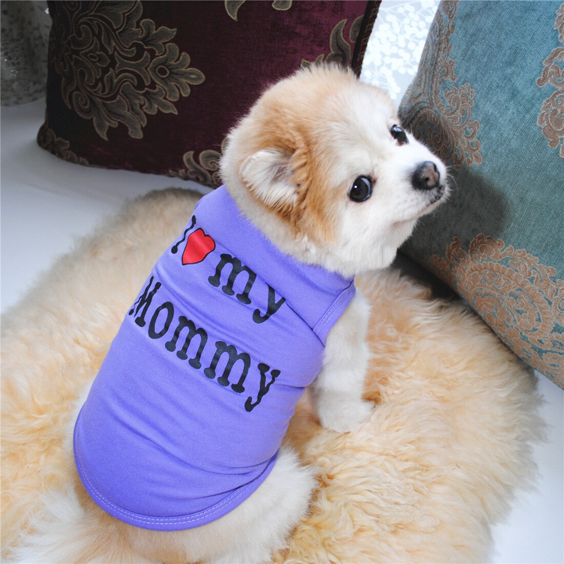 Pet Dog Clothe T Shirt Vest Clothing Puppy Cat Cute Printed Love Mom Dad Apparel