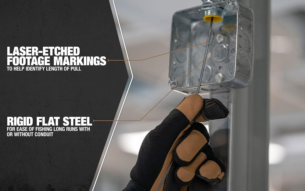 Fish Tape Tool - Durable 1/8-Inch Tempered Spring Steel for Efficient Wire Pulli