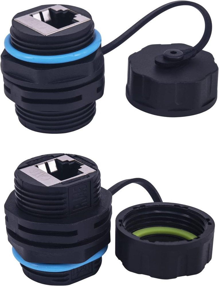 Waterproof CAT6 RJ45 Panel Mount Coupler, IP68 Shielded Industrial Panel Mount B