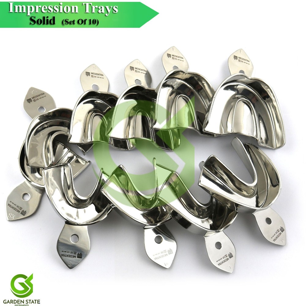 Dental Impression Tray Solid - Perforated Edentulous Upper Lower | SET OF 10