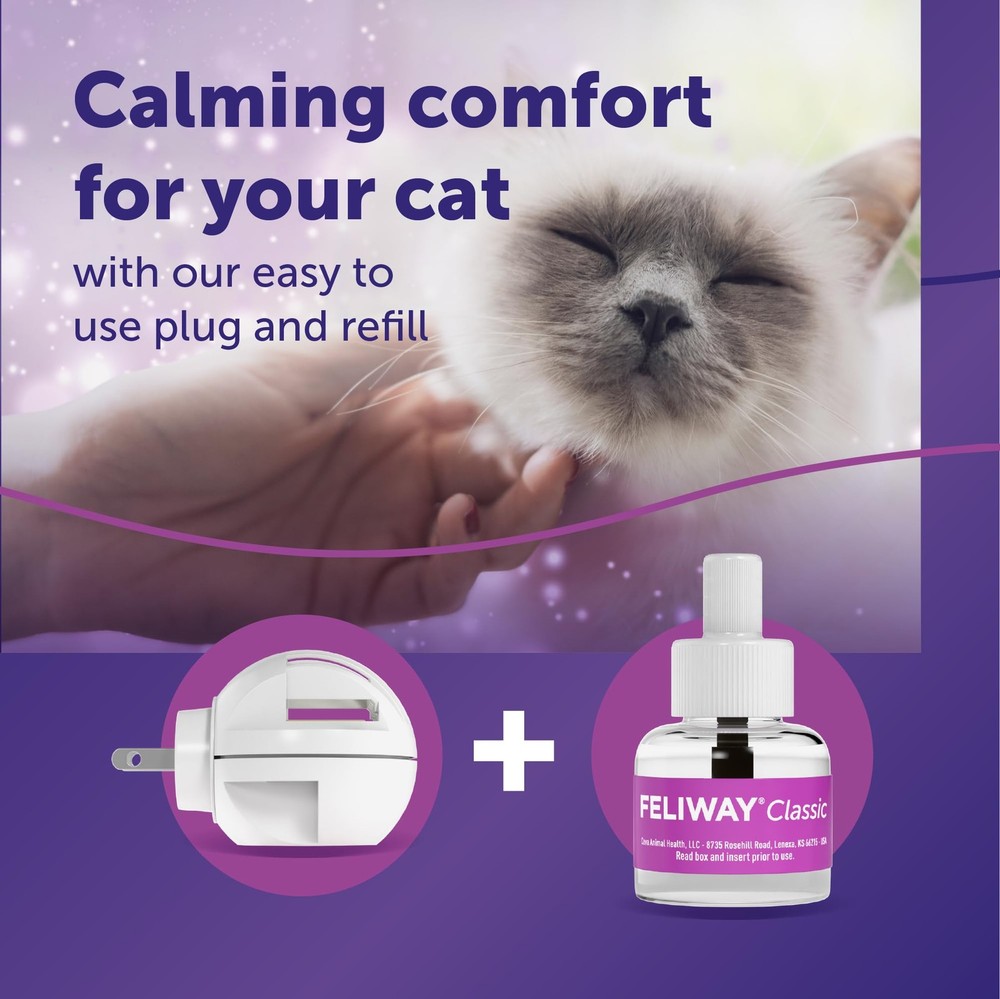 FELIWAY Classic 30 Day Cat Calming Plug In Pheromone Diffuser Starter Kit,...