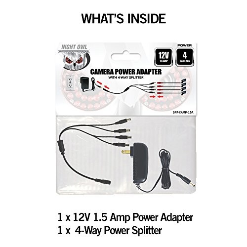 Night Owl Security Camera Power Adapter with 4-Way Power Splitter