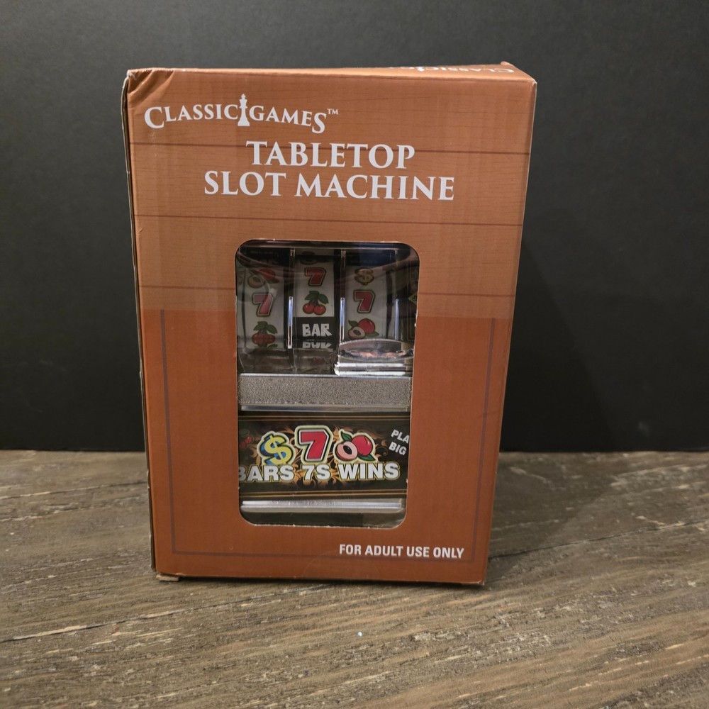 Tabletop Slot Machine Mini Accepts Coins Bars, Cherry, 7, Tiny TESTED W/ VIDEO