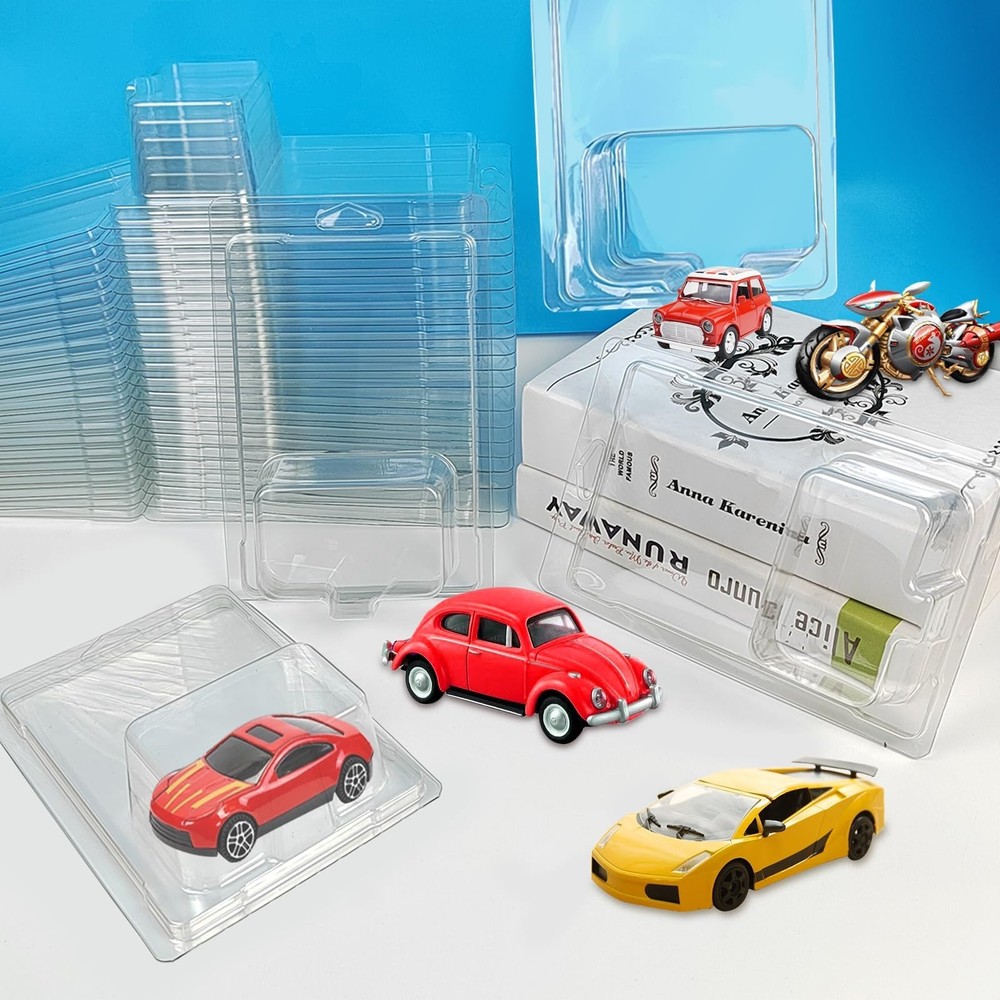 48 Pcs Clear Protector Cases Model Car Clamshell Cases Display Case, Clear Pr...
