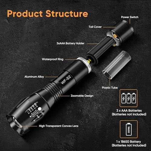 Flashlight, Single Mode Red Tactical Flashlight, Zoomable Hunting Red Light
