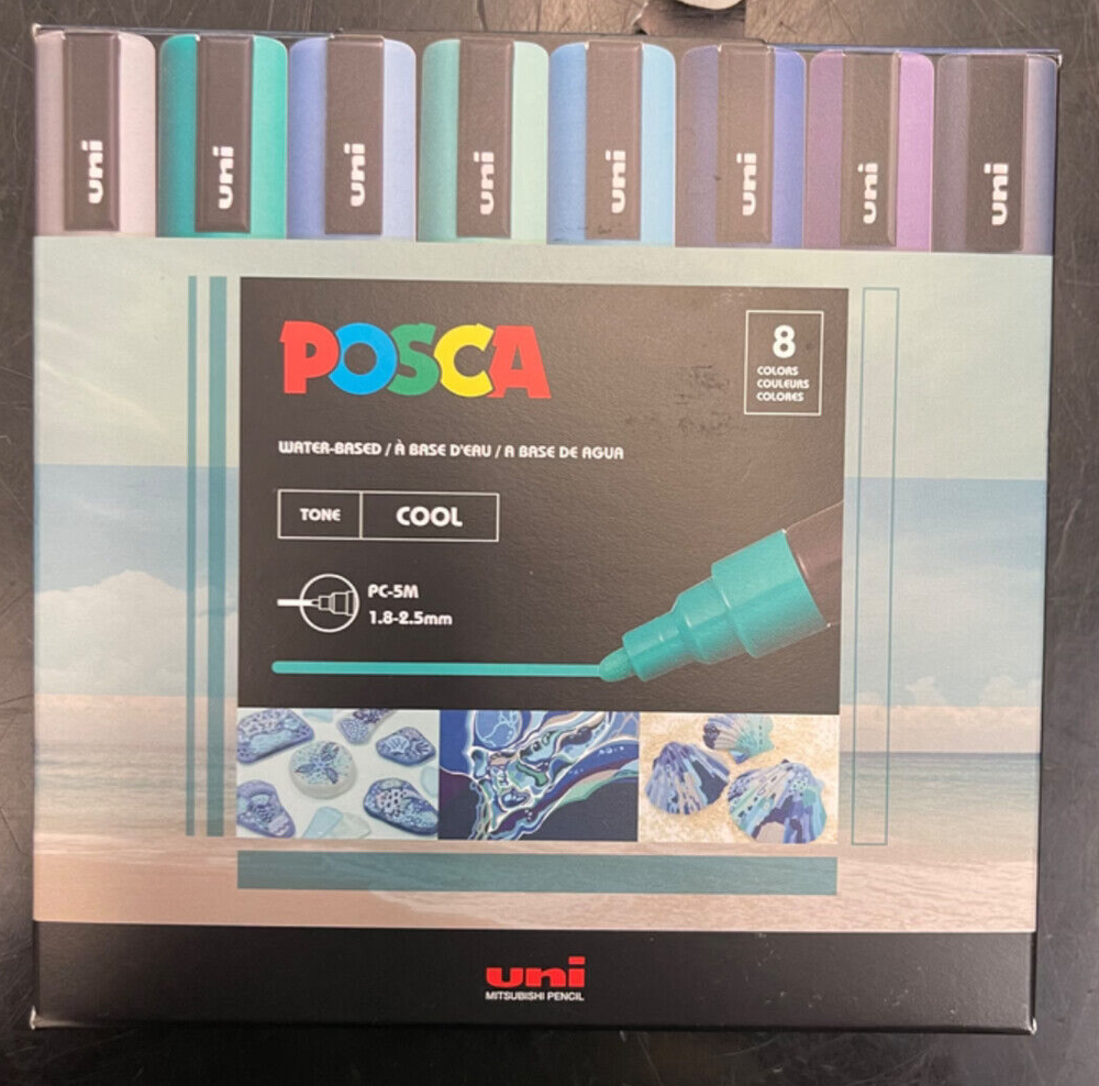 POSCA Cool Tones 8 Count Marker Set- 2.5mm Medium Nib Size
