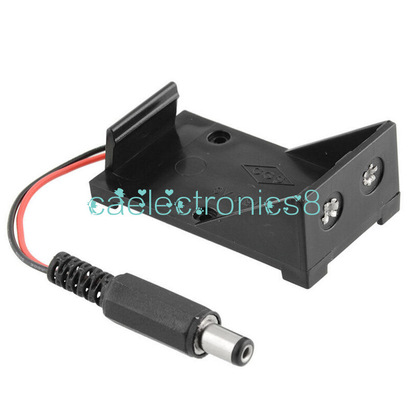 2PCS 9V Battery Holder Box Case Wire Plug 5.5*2.1mm