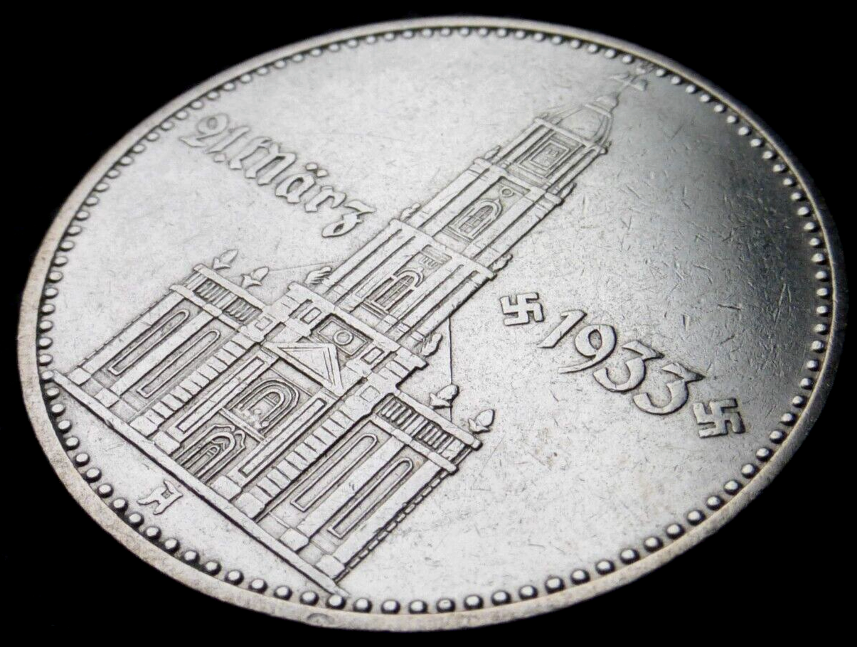 Nazi Silver Coin 1934A 2 Reichsmark Potsdam Church Beautiful Third Reich Germany