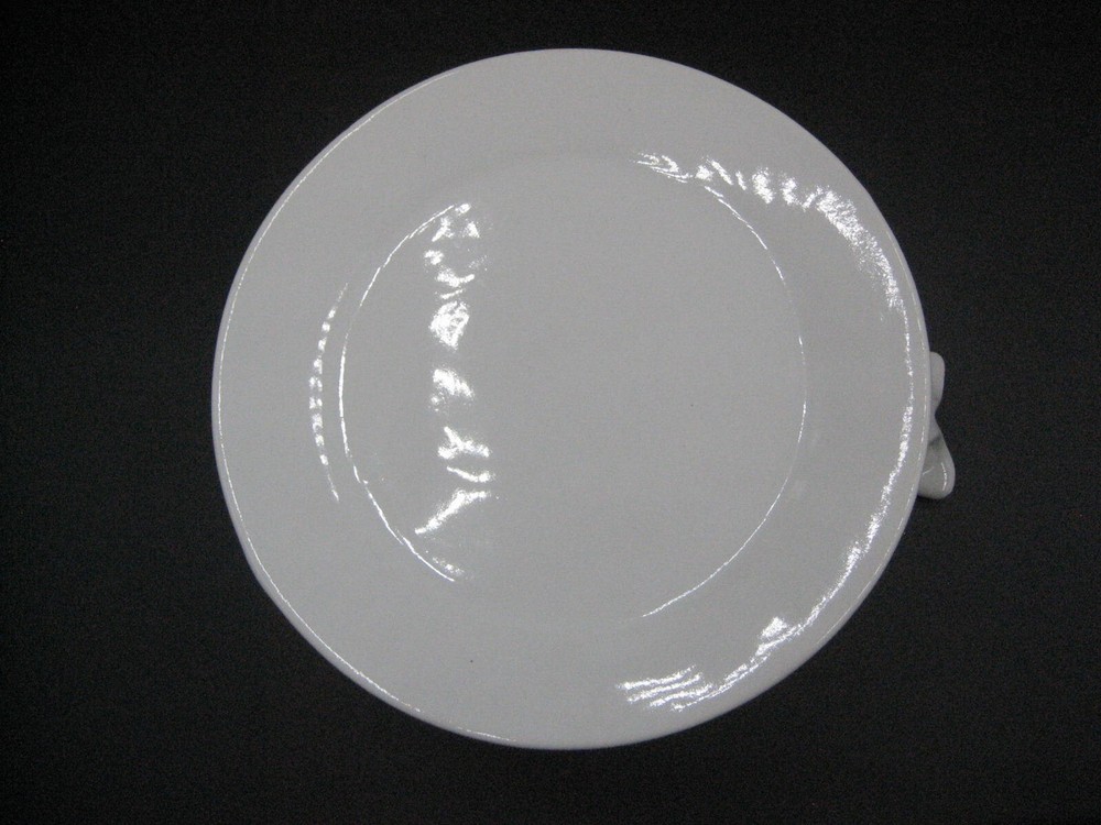 Ceramic Easter Bunny Rabbit Balancing Plate w/ Feet White UNIQUE