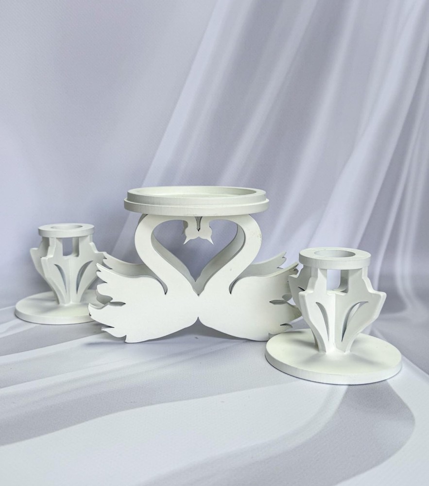 Wooden Unity Candle Holder – Solid Triple Candle Stand – Handcrafted
