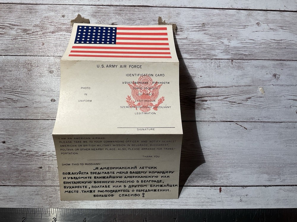 ORIGINAL MINTY WWII 15TH AIR FORCE PAPER BLOOD CHIT