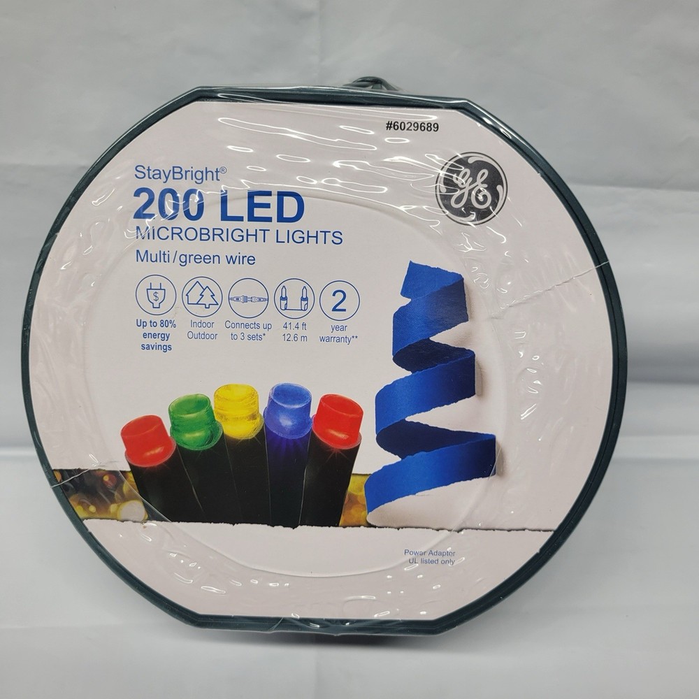Ge Staybright 200 ct Micro Bright Multicolor LED String Lights 41’ Holiday