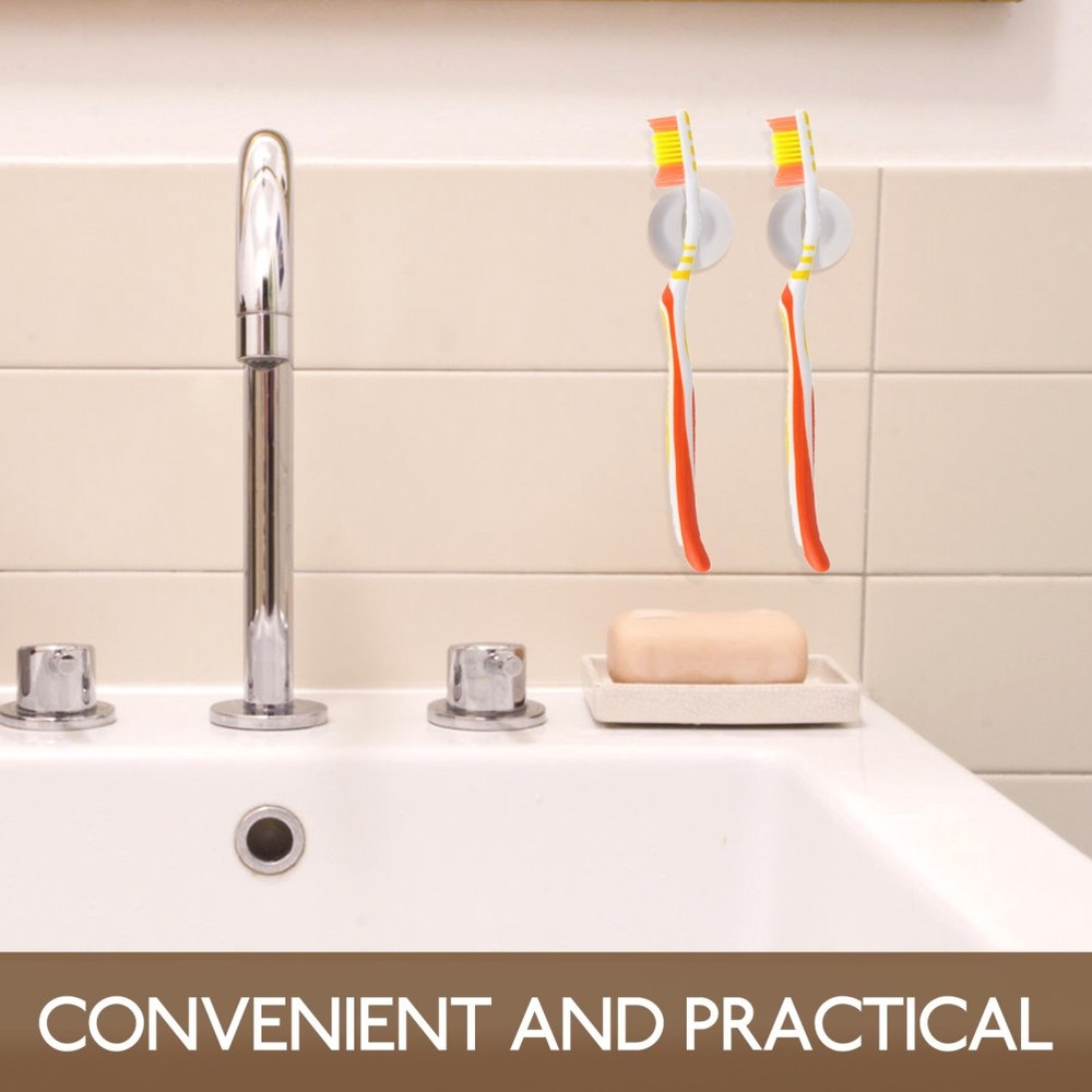 4pcs Suction Cup Wall Mounted Toothbrush Holder Plastic Bathroom Storage Rack