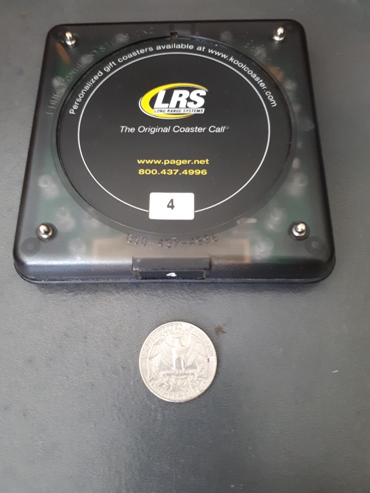 One (1) LRS Long Range Systems Coaster Call Restaurant Pager R8500 RX-CS4NP