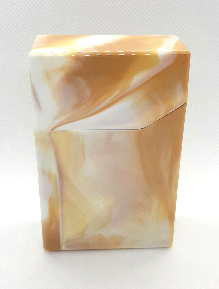 RYO Brown Marble Design King Size Side Flip Top Plastic Cigarette Case