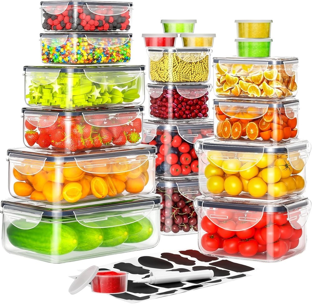 40pc Plastic Food Storage Containers Set Airtight Leakproof Stackable 20+20
