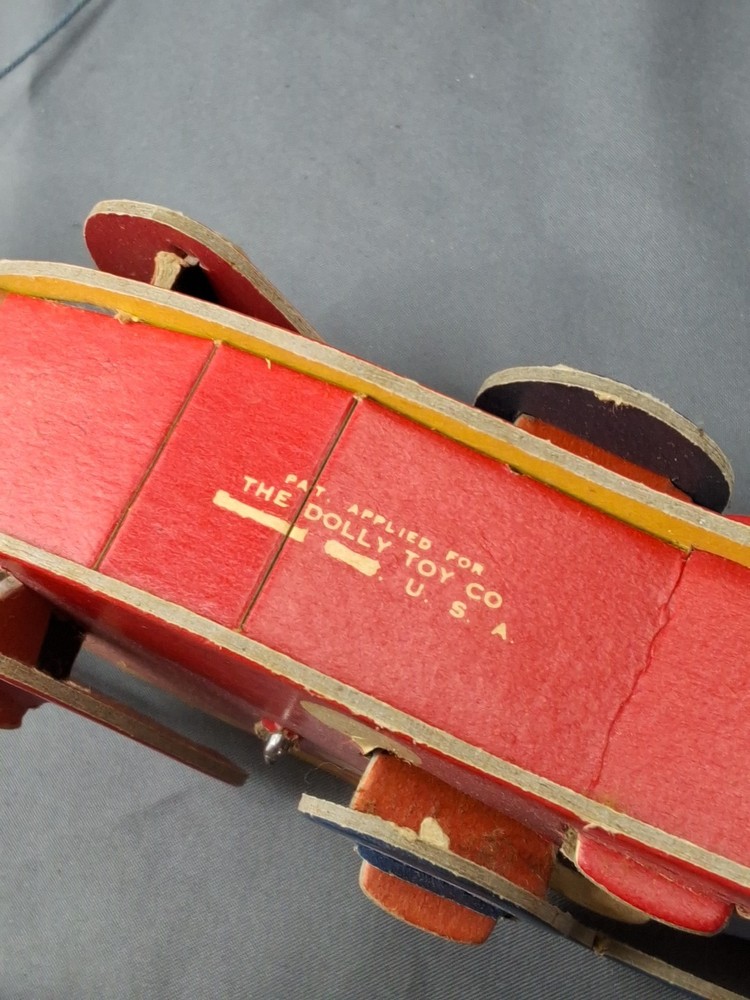 Vtg. The Dolly Toy Co. The Climbing Monkey Pull String Toy Laminated Box Board