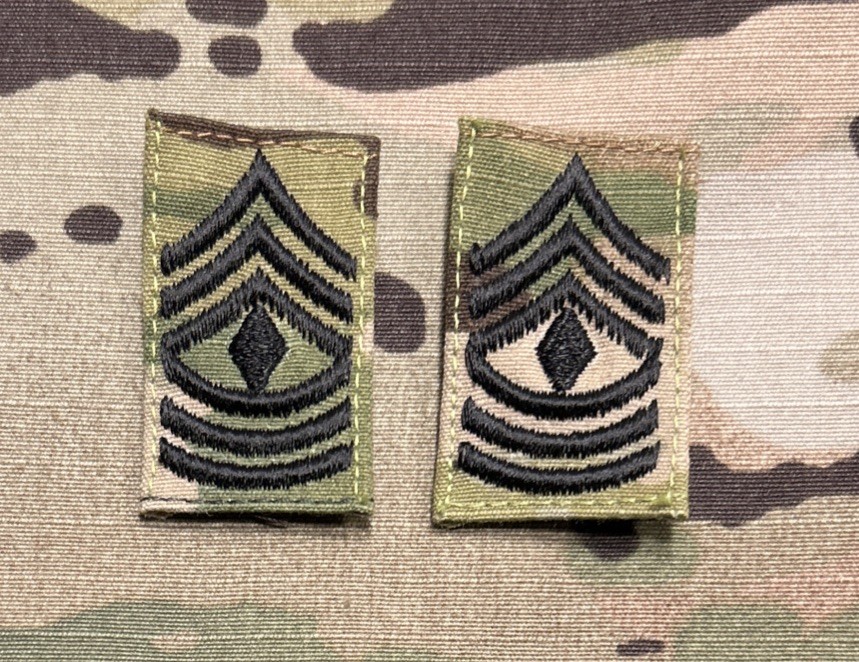 US Army 1SG/E8 Cap Rank (2) OCP Sew-On First Sergeant