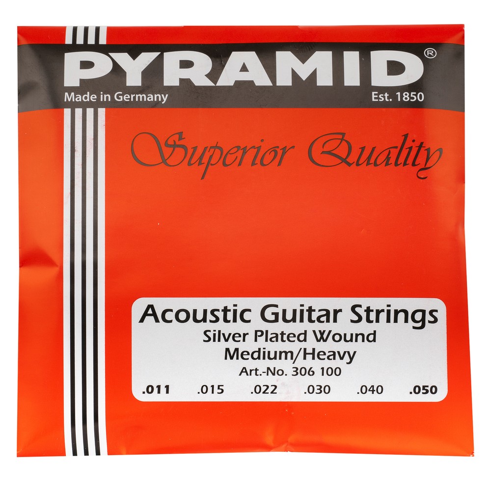 Pyramid 306100 Medium Heavy Silver Plated Wound Hex Core Acoustic Guitar String