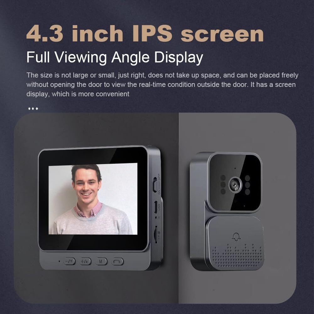 IPS Screen 2.4G Wireless Intercom Doorbell Wireless Smart Video 1080P 4.3 Inch