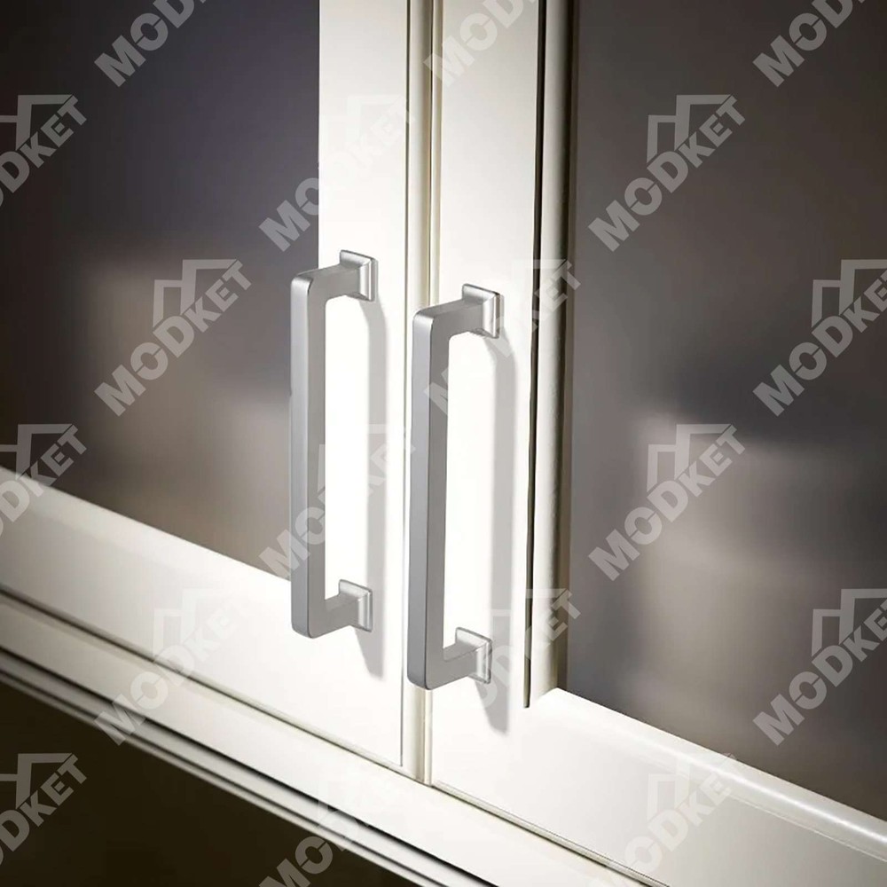 Solid Brushed Nickel Square Cabinet Handles Pulls Knobs Kitchen Bathroom Modern